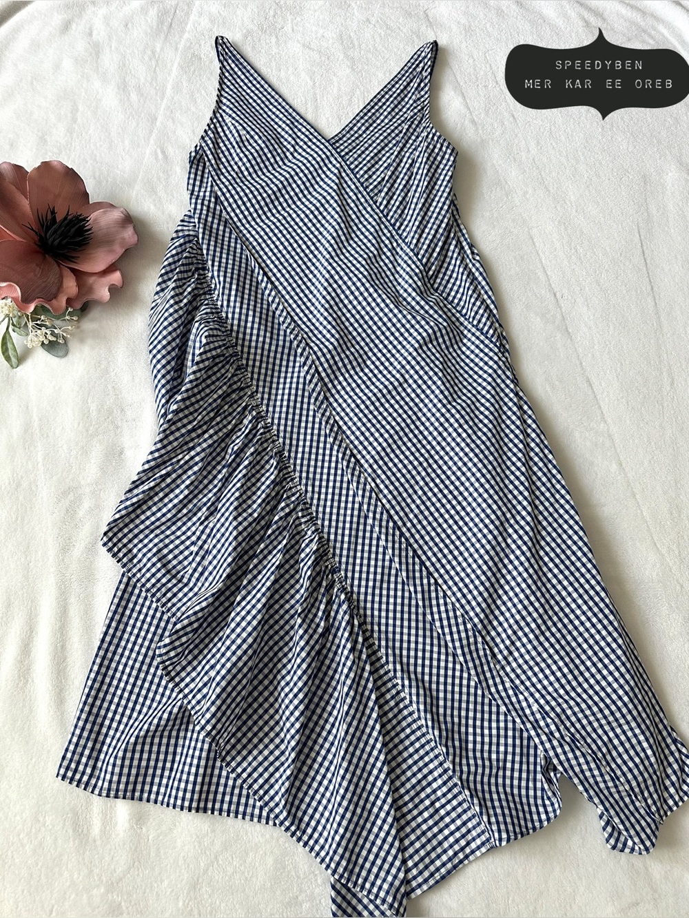 Adeam Blue and White Gingham Dress size 6